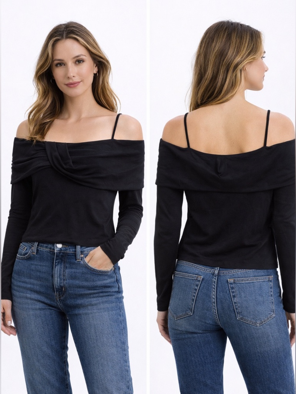 Revolve Black Off-Shoulder Women's Blouse